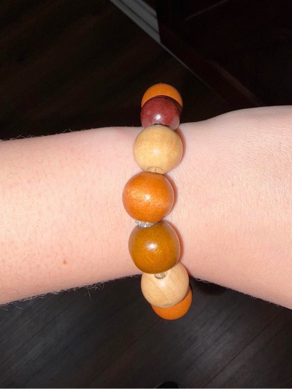 Chunky wood beaded bracelet